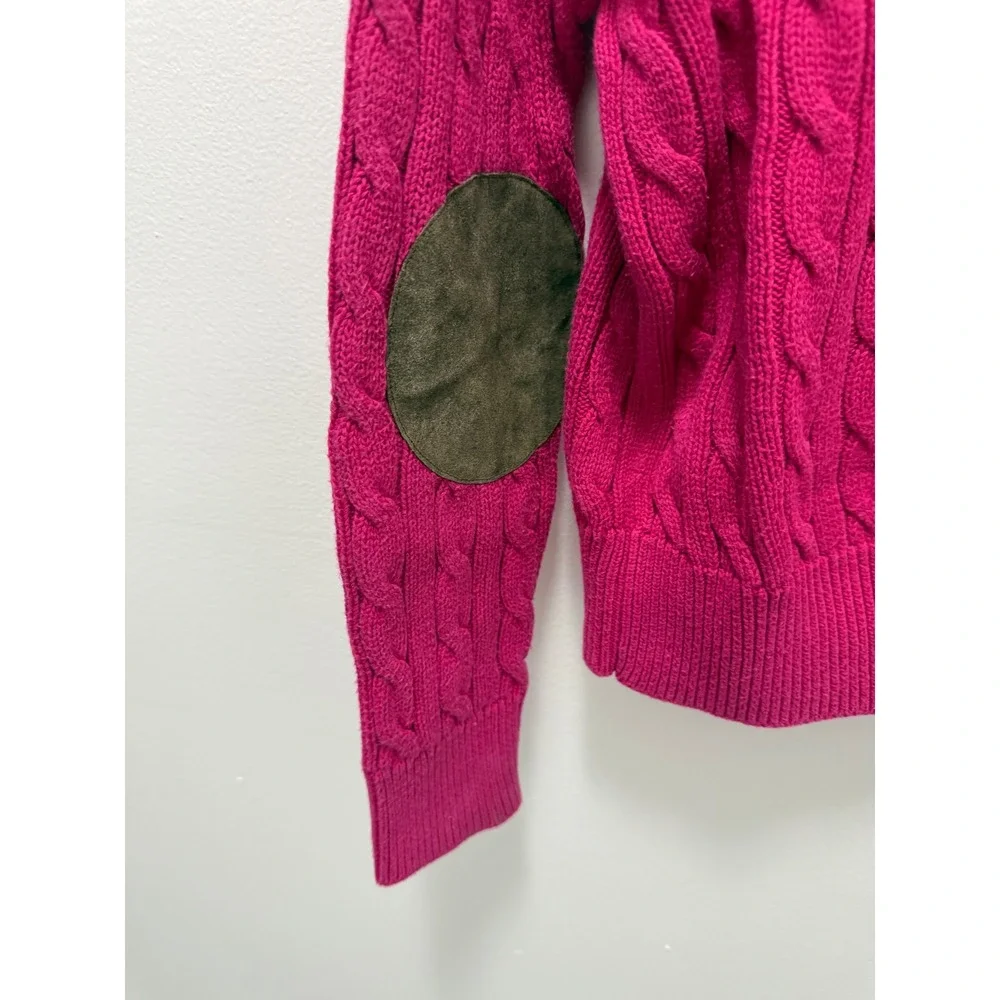 Polo Ralph Lauren Kids Pink Cable Knit Cotton Sweater Elbow Patches 6X